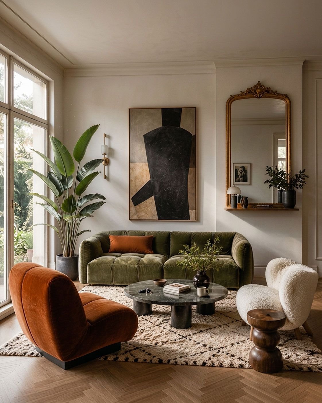 Eclectic luxury living room interior design in Dubai by UNIQ